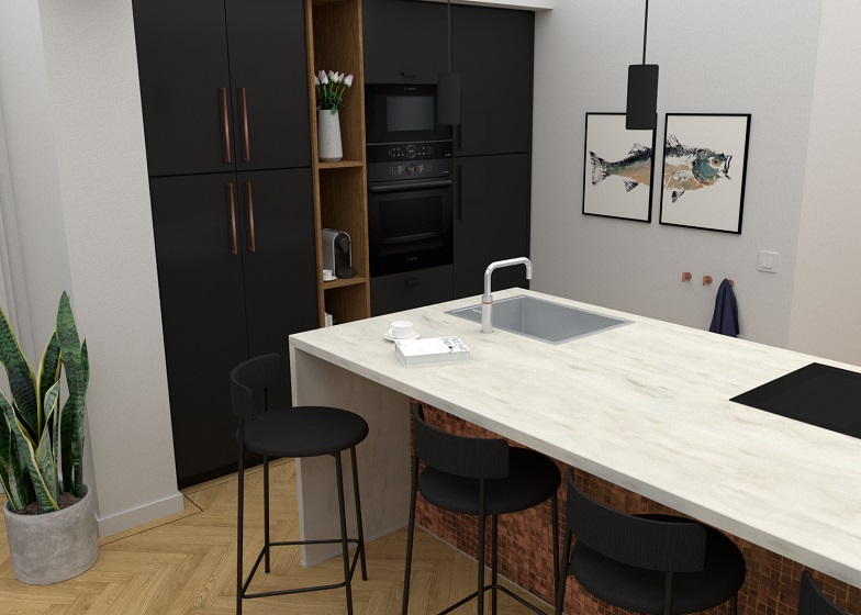Ontwerp keuken A+L. 3D visualisatie Keuken A&L